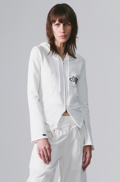 【NACHE】 EMPTY SLIM FIT HOODIE ZIP-UP : WHITE