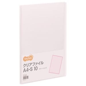 （まとめ） TANOSEE クリアファイル A4タテ 10ポケット 背幅8mm ピンク 1冊 (×50セット)