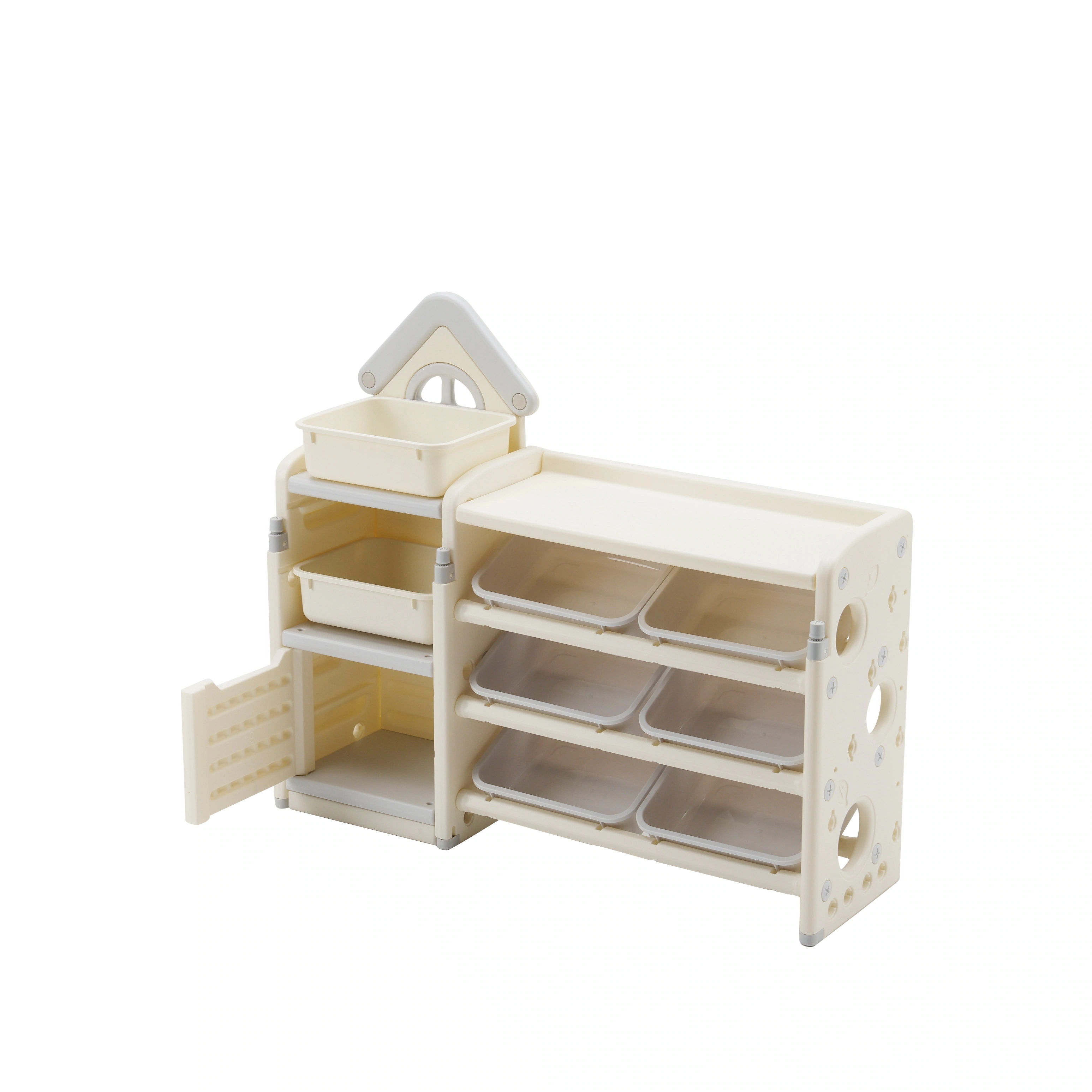 [国内発送 送.料無料]A352 おもちゃ 収納 ラック 3段 棚 おもちゃ箱 おもちゃ収納3段ラック 絵本棚 スリム グレー+ホワイト オモチャ収納 おしゃれ ワイドタイプ 大容量 組立カンタン こ