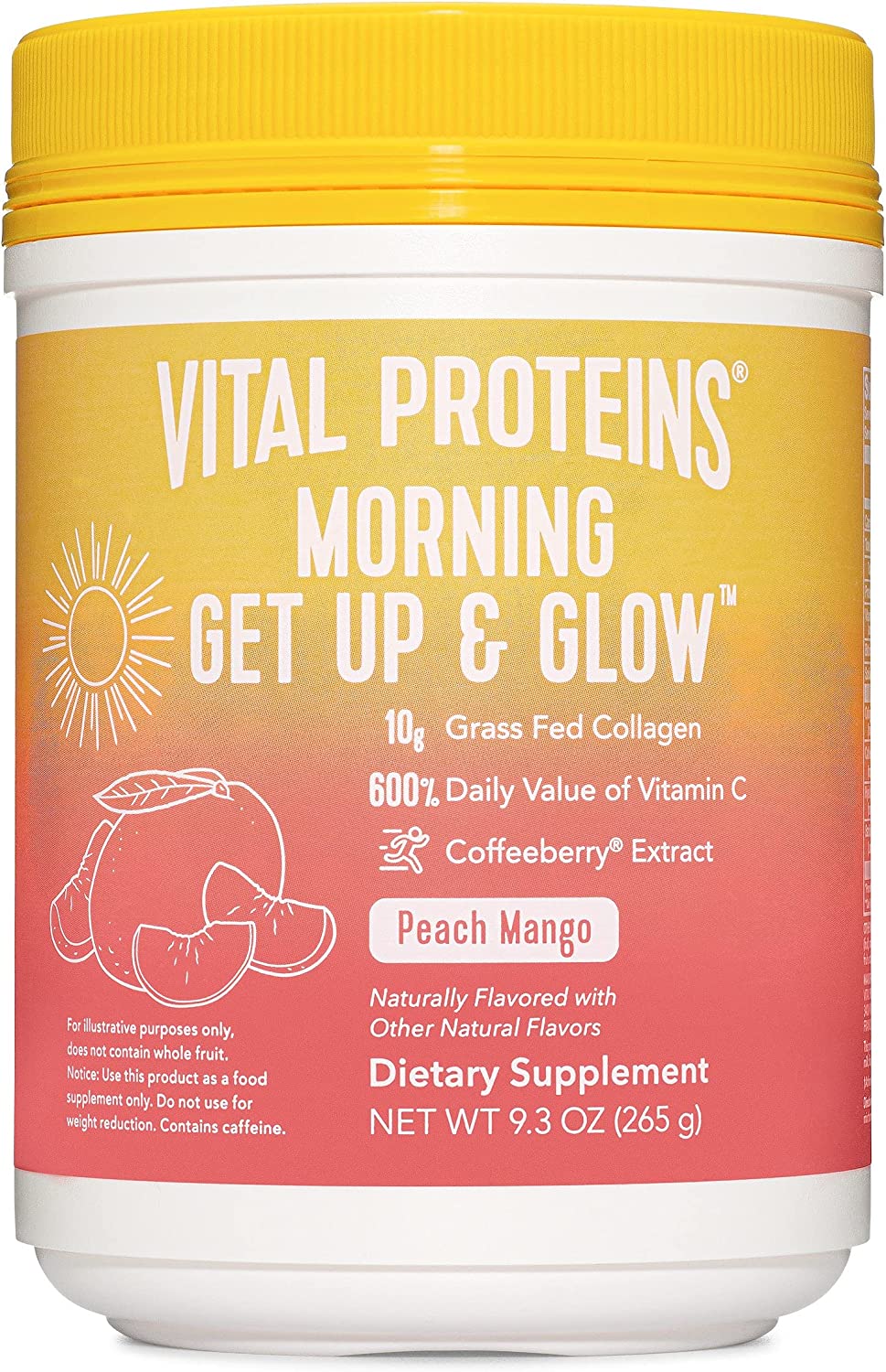 【Vital Proteins モーニング ゲット アップ アンド グロウ コラーゲン ペプチド パウダー サプリメント】90mg カフェイン & ビタミン C & ビオチン & ヒアルロン酸
