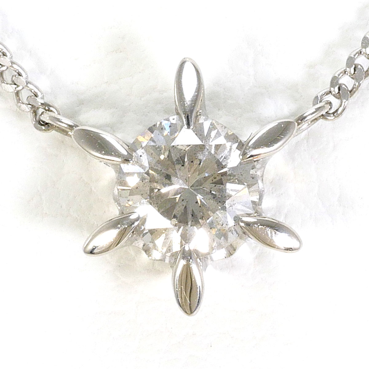 PT850 プラチナ ネックレス ダイヤモンド 0.35ct I1 鑑定書 総重量約2.4g 約41cm 中古