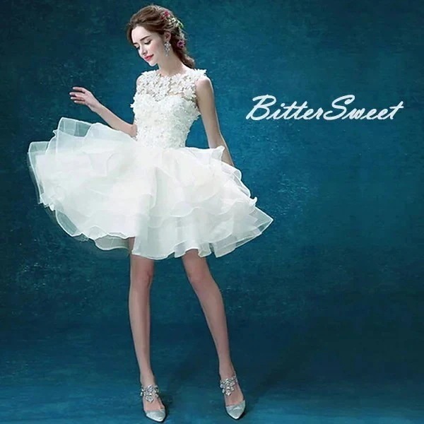 ウェディングドレス/ウエディングドレス/ミニドレス/ショートドレス/パーティードレス/Aライン/ファスナータイプ30%までに制限