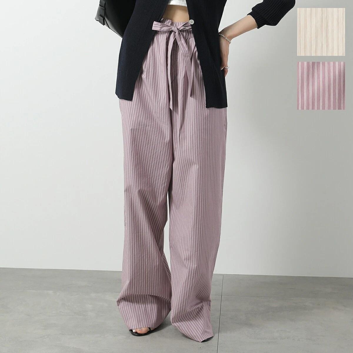 TEKLA × BIRKENSTOCK テクラ ビルケンシュトック コラボ イージーパンツ SWP レディース コットン ワイド ストライプ ルームウェア カラー2色