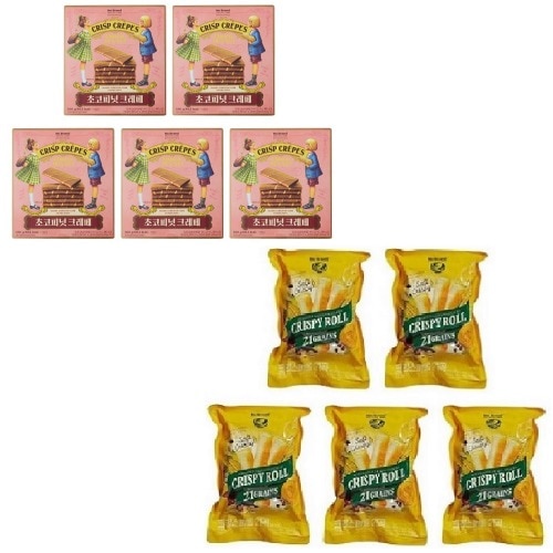 ノーブランドチョコピナッツクレープ180g×5個+クリスピロール21曲220g×5個学校事務所