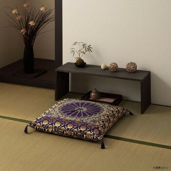 日本製 御前座布団 い草 生地 リバーシブル 仏前 菊柄 約68x70cm 1131630013102