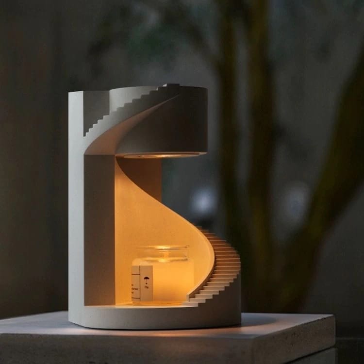 螺旋階段アンビエントライト寝室メルティングキャンドルランプミニマリストナイトライトアロマテラピーメルティングワックスランプキャンドルウォーマーインテリア