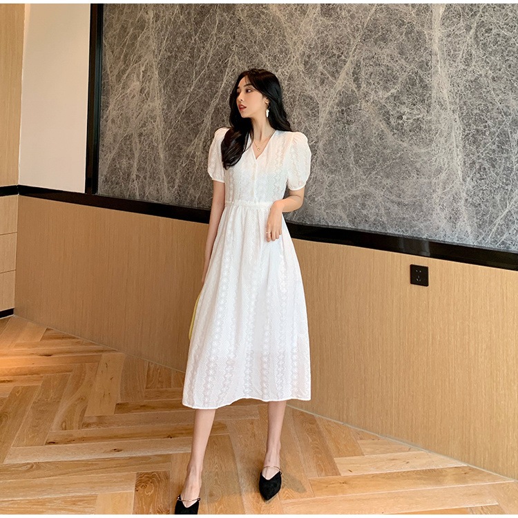 ファッション祭り特価中 韓国ファッション 韓国語 Sweet系 Vネック ミニマリスト 半袖 ワンピース ジェントルスタイル ロングスカー 肌にやさしい ピュアカラー スリム 半袖ロング マキシ丈ワンピ 本物品質の Www Quartzhotel Mx