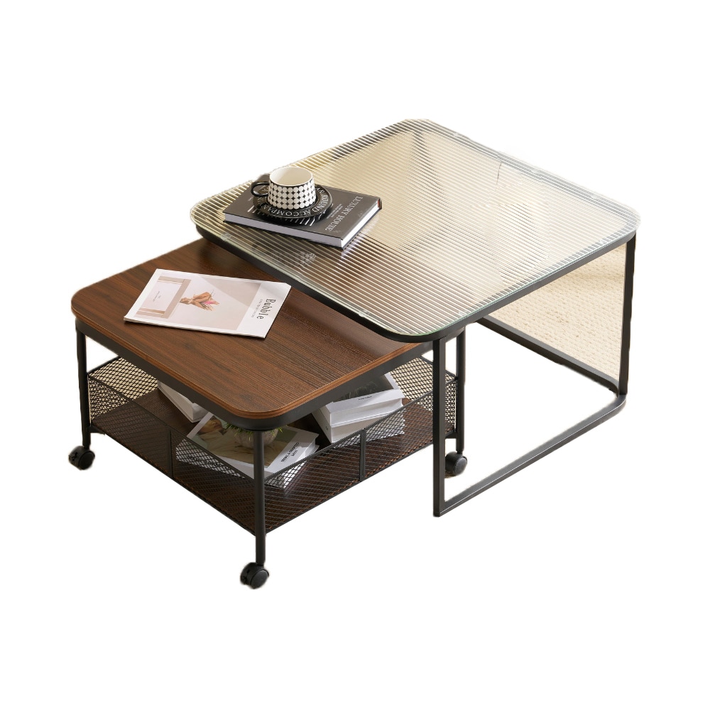 ガラステーブル センターテーブル ガラス天板 2点セットル リビングテーブル ガラス ガラス ローテーブル リビング 新生活 人気 おしゃれ カフェ風 モダン カフェ 収納付き