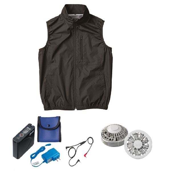 KU92140 空調服 ポリ製 遮熱 立襟 ベスト FAN2200G/LISUPER1 ブラック5L