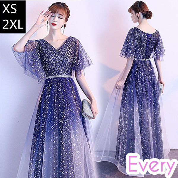 ロングドレス 母親 結婚式 フォーマル ワンピース ミセス向けドレス ロングドレス 演奏会 キラキラドレス 袖付き ドレス 大人 ピアノ 発表会 結婚式ドレス 結婚式 二次会 大きいサイズ ネイビー