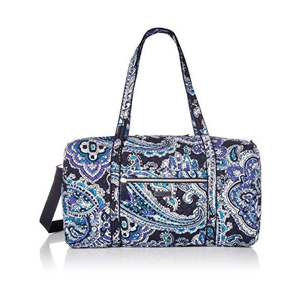 Vera Bradley Women s Signature Cotton Lay Flat Travel Duffel Travel Bag， Deep Night Paisley， One Siz