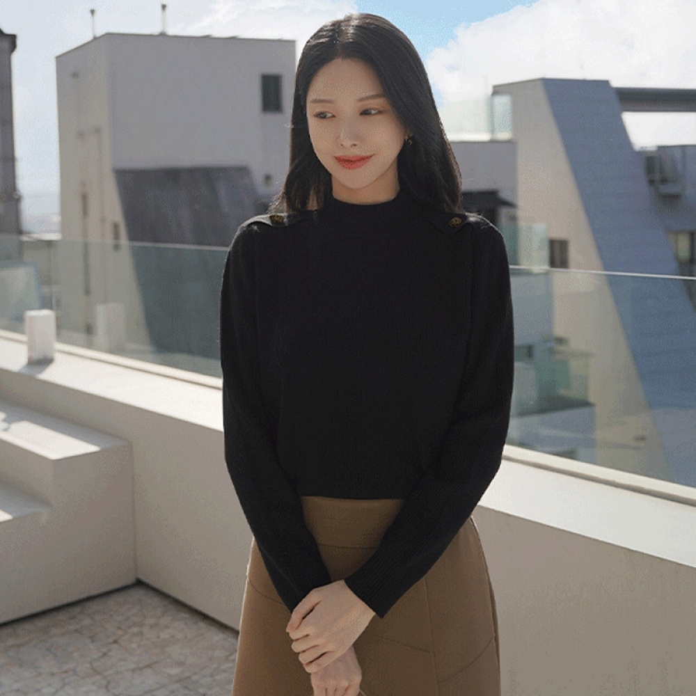 Click & Funny ボンデッドビスコースハーフポーラーニット