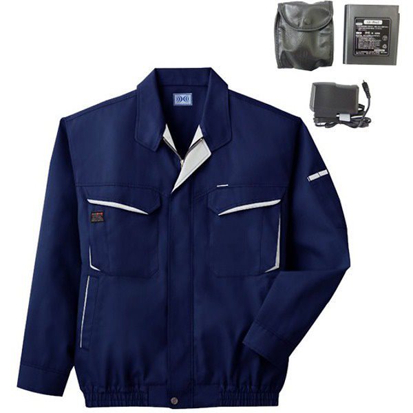 空調服 綿ポリ混紡長袖作業着 K-500N カラー：ネイビー サイズ L リチウムバッテリーセット 16,516円