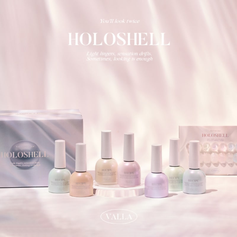 VALLA / HOLOSHELL 7 Set / Glitter gel / Powder gel / Nail