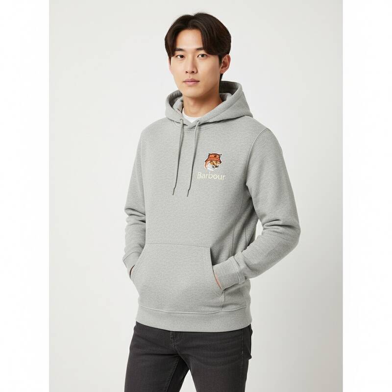 BARBOUR MOL0569 MOL GY52 バーバーxメゾンキツネ フォックスヘッド メンズ フーディ