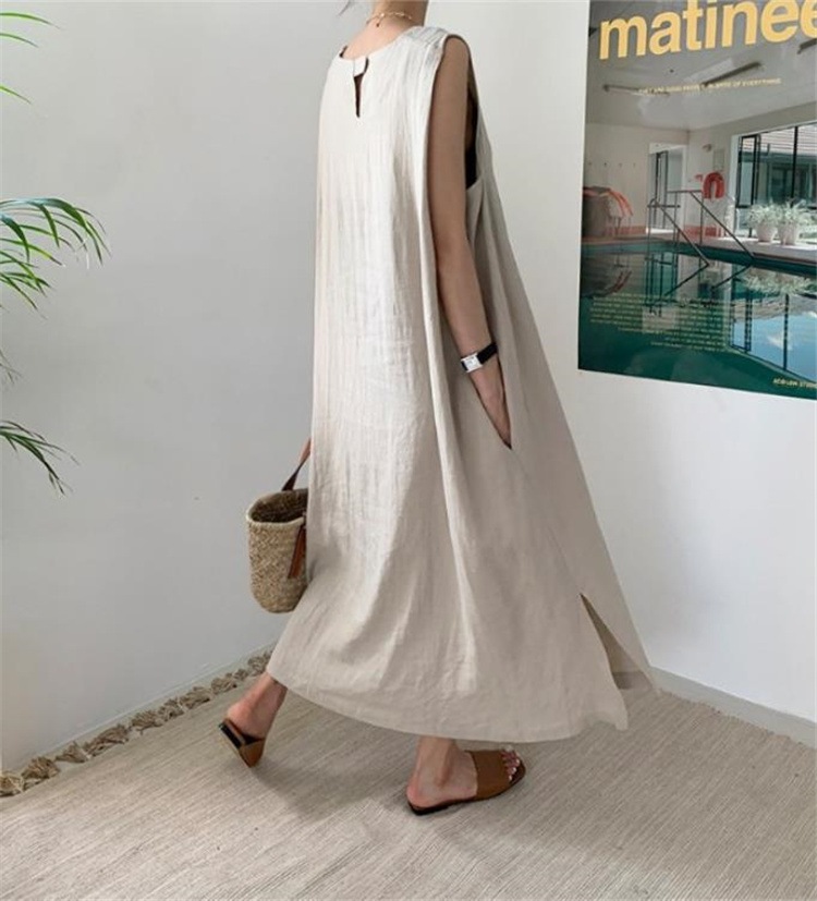 袖なし 簡約 レトロ 高品質 新品 夏 春 21 韓国ファッション 今っぽトレンド Aライン お出かけ トレンド 百掛け 気質 スリム ワンピース 麻 綿 テンセル ゆったりする その他 ワンピース ドレス 本物の Vivalafocaccia Com