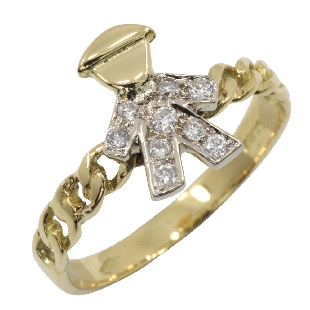 リング・指輪 K18イエローゴールド ダイヤモンド 12.5号 約2.5g レディース 中古品 Aランク