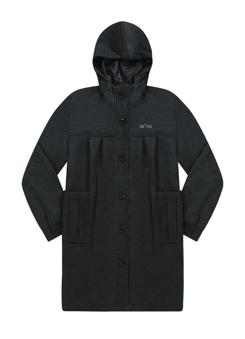 【AS"ON】 ALLO HOOD LONG COAT / CHARCOAL 正規品