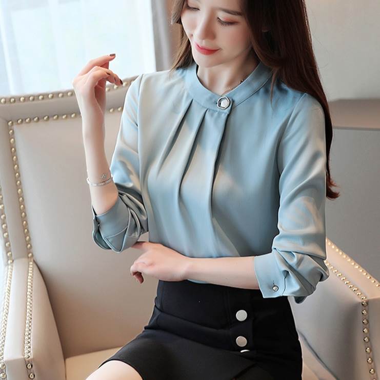 トップス ブラウス ミディアム丈 袖あり 長袖 襟なし スタンドカラー かわいい 大人可愛い きれいめ シンプル 大人 上品 おしゃれ お洒落 大人女子 フォーマル 無地 春 秋 入学式 入園式 20