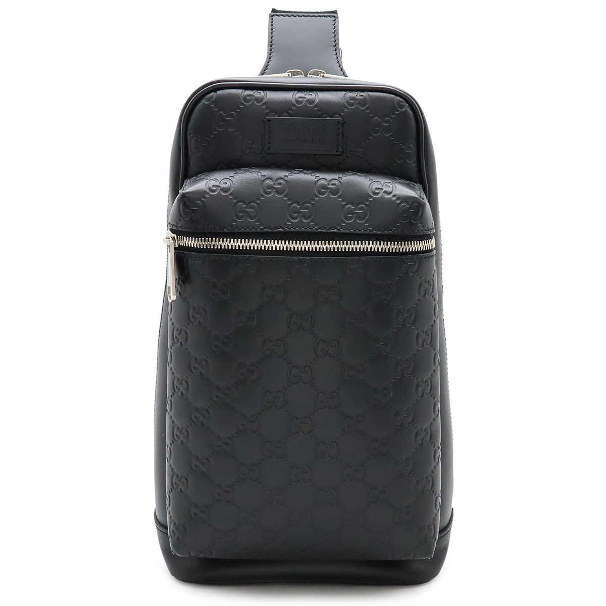 グッチシマ クロスボディバッグ ショルダーバッグ 斜め掛け レザー ブラック 黒 シルバー金具 日本限定 45097