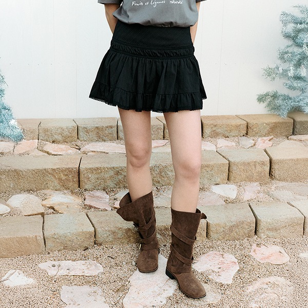 DOUBLE LACE MINI SKIRT BLACK