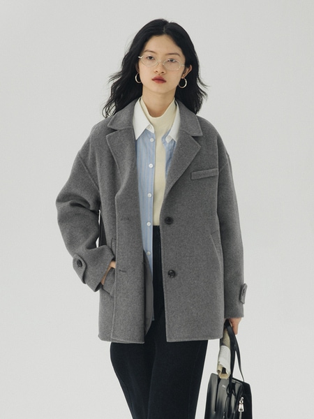 エッグタルト ショートスーツカラー ウールコート