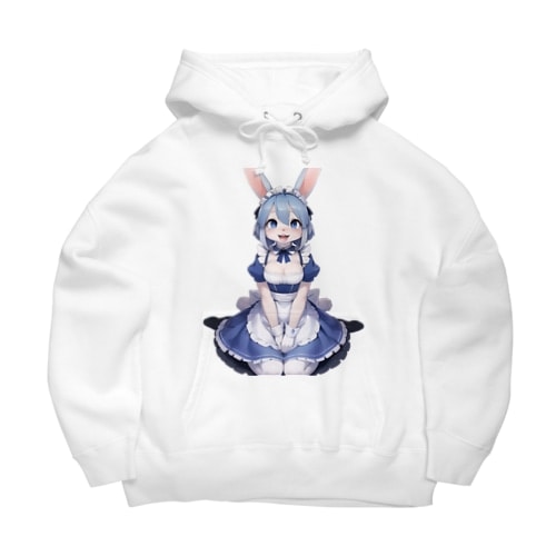【文字入れ可能受注生産】ウサギの女の子　メイド　ケモナー　おかりなさい ビッグシルエットパーカー