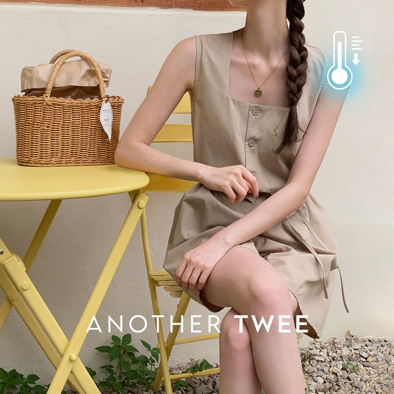 [top0580] 韓国ファッションスクエアスリーブレスジャンプスーツ