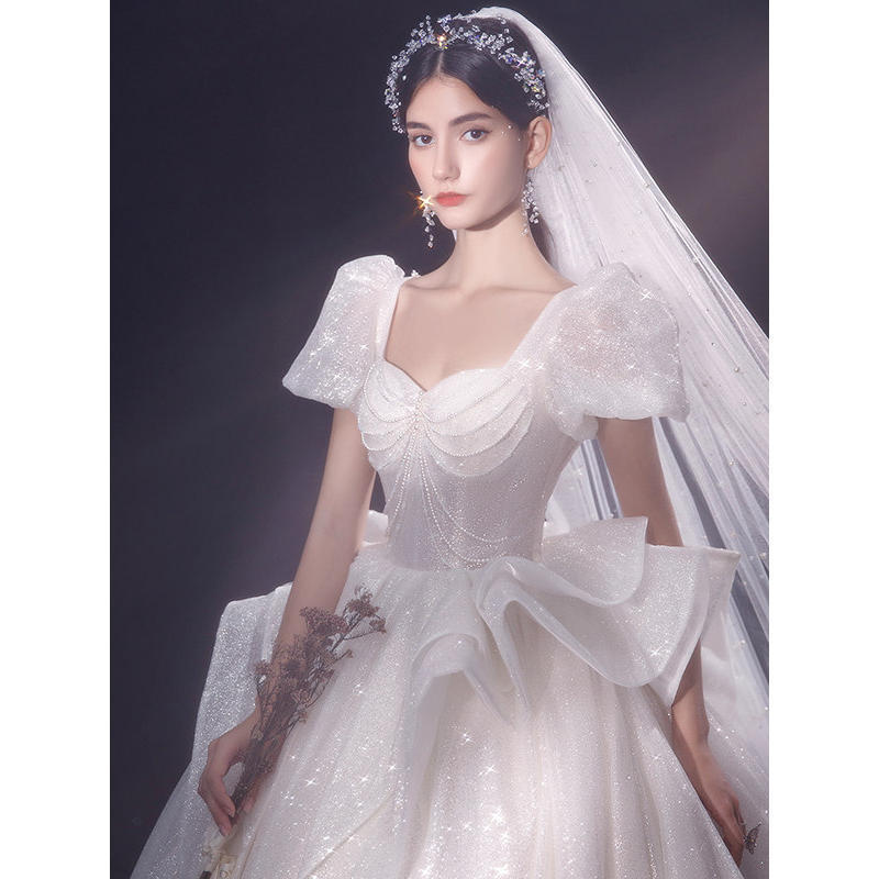 上品パーティードレス人気 2024 新作 高級感 気質 ワンピース 花嫁ロングドレス 結婚式ワンピース 結婚式 ドレス ウェディングドレス 白 ロングドレス 韓国ファッション 1
