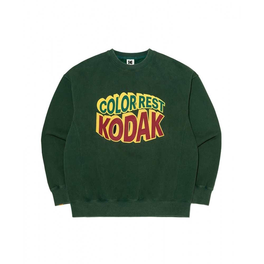 コダックカラーレストスノーウォッシング起毛スウェットシャツグリーン