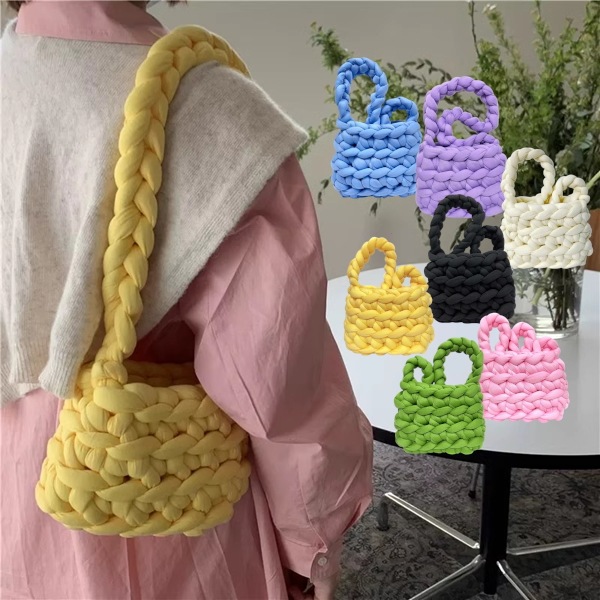 選べる７色 手織り風ワンショルダーバッグ レディース バッグ カバン ショルダー オープンバッグ ハンドバッグ 斜めがけ 肩がけ 手持ち メッセンジャーバッグ バケツバッグ 多収納 自立