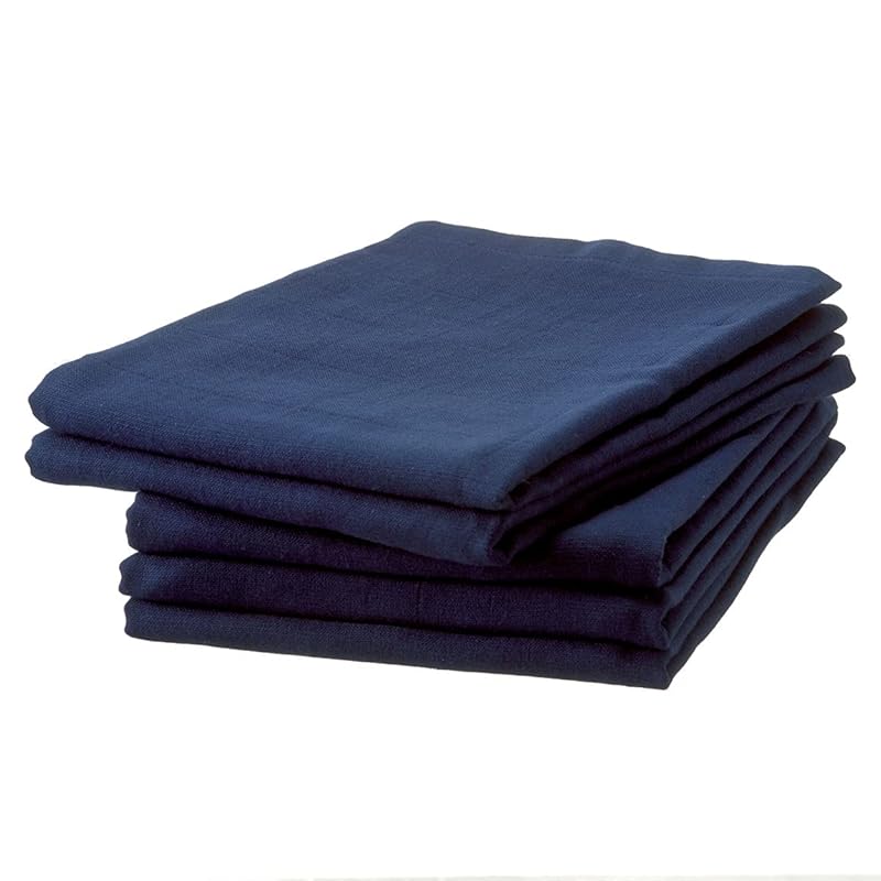 即納：2重 ガーゼ バス 5枚セット バスタオル 日本製 泉州タオル （約60×120cm）ネイビー