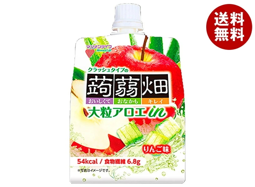 マンナンライフ 大粒アロエin クラッシュタイプの蒟蒻畑 りんご味 150gパウチ×30本入×(2ケース)