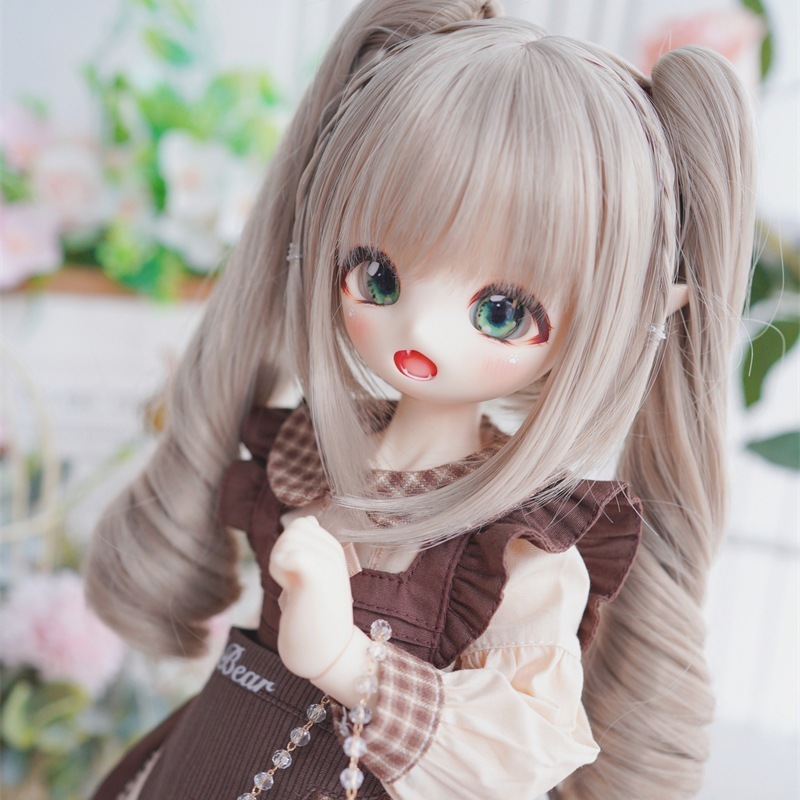 BJDドールウィッグ 二次元ツインテール パーマ 高温糸 SD/MSD/幼SDサイズ人形用ウィッグ