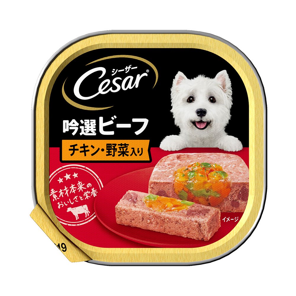 シーザー　吟撰ビーフ　チキン・野菜入り　１００ｇ　２４個　ドッグフード　シーザー　ＣＲＣ45―08―45―20―00