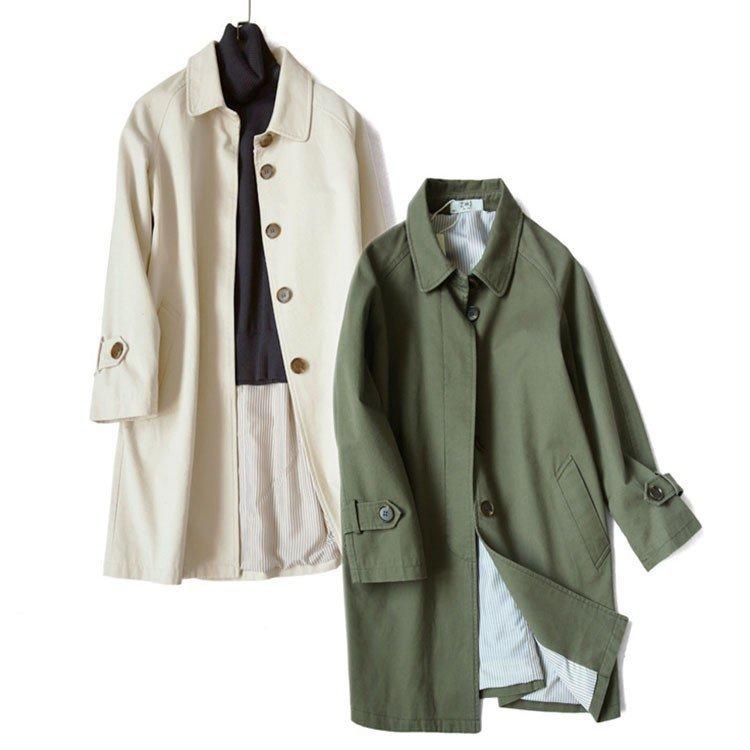 レディース レンチコート スプリングコート 無地 トレンチコート ロング丈 春秋着 コート 通勤 通学 アウター レディース カーキ ベージュ ジャケット