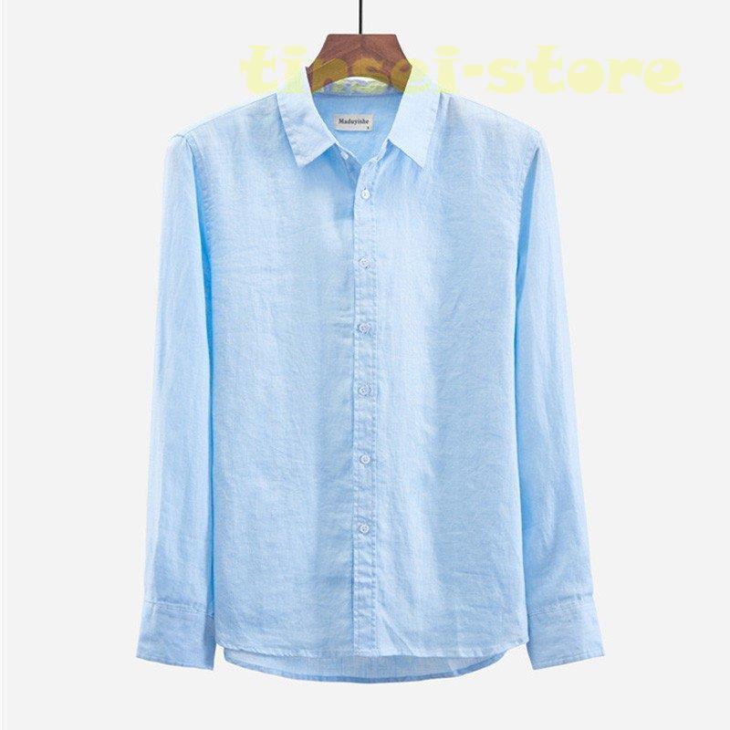 新モデル発売 シャツ メンズ リネンシャツ 長袖 カジュアルシャツ トップス 麻 無地 シンプル メンズシャツ 夏服 利用可能なポイント