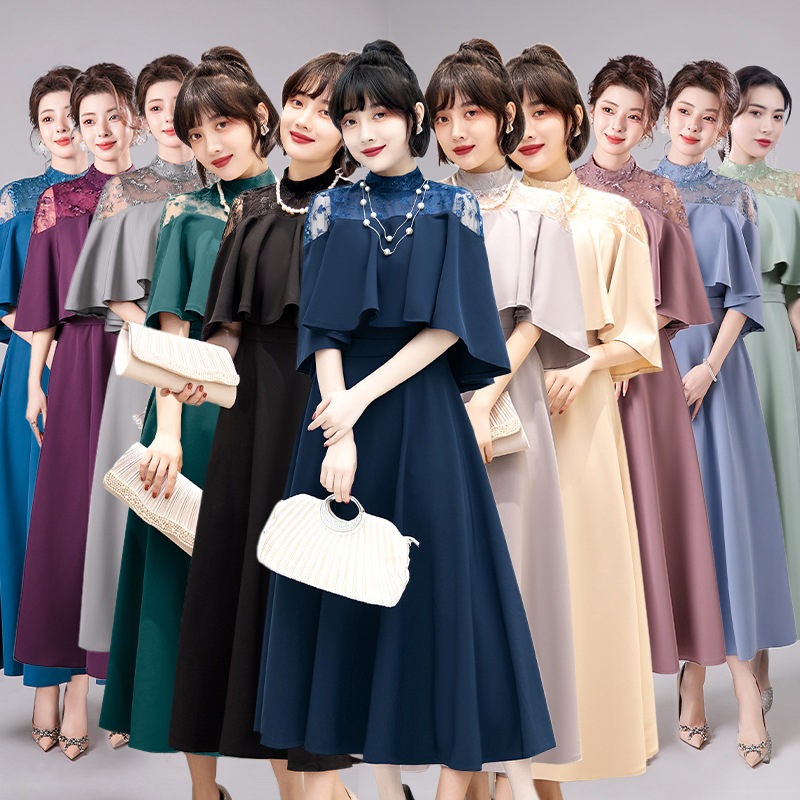 パーティードレス 女性 2025 新作 夏 宴会 エレガントな気質 セレブドレス ミディアムロングドレス