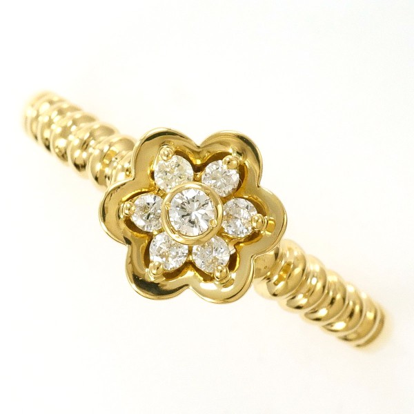 K18 18金 YG リング 13号 ダイヤ 0.13 中古