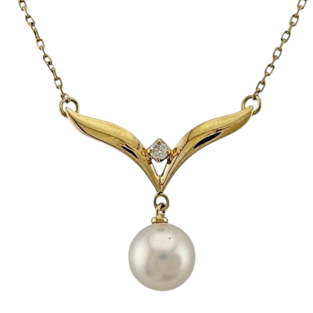 ミキモト ネックレス 18金 K18イエローゴールド ダイヤモンド MIKIMOTO 中古 美品