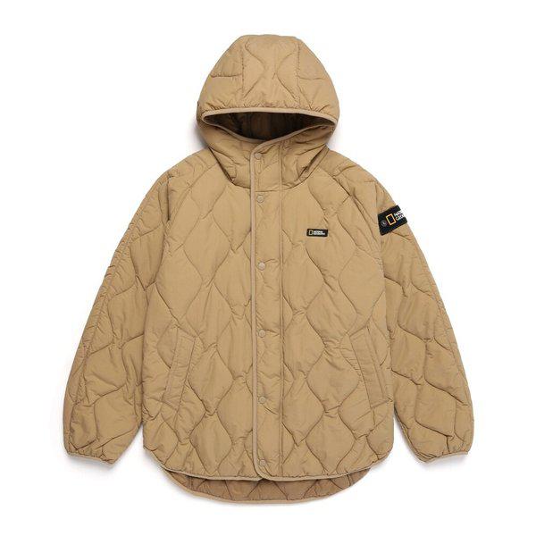 N244UPD030 オリックス キルティング フーディ ジャケット TAN