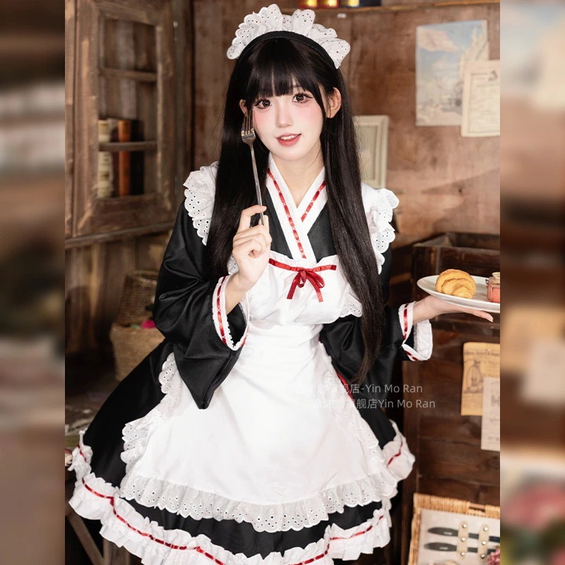 販売日本系甘いメイド服長袖cos衣装 アニメコスチューム にじげんアニメコスプレ衣装女