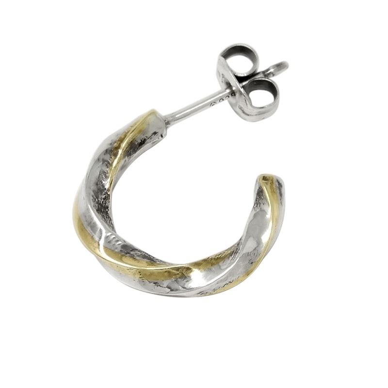 スパイラル ハーフフープピアス シルバー925 x 真鍮 VFP-078 1点売り 片耳用 メール便