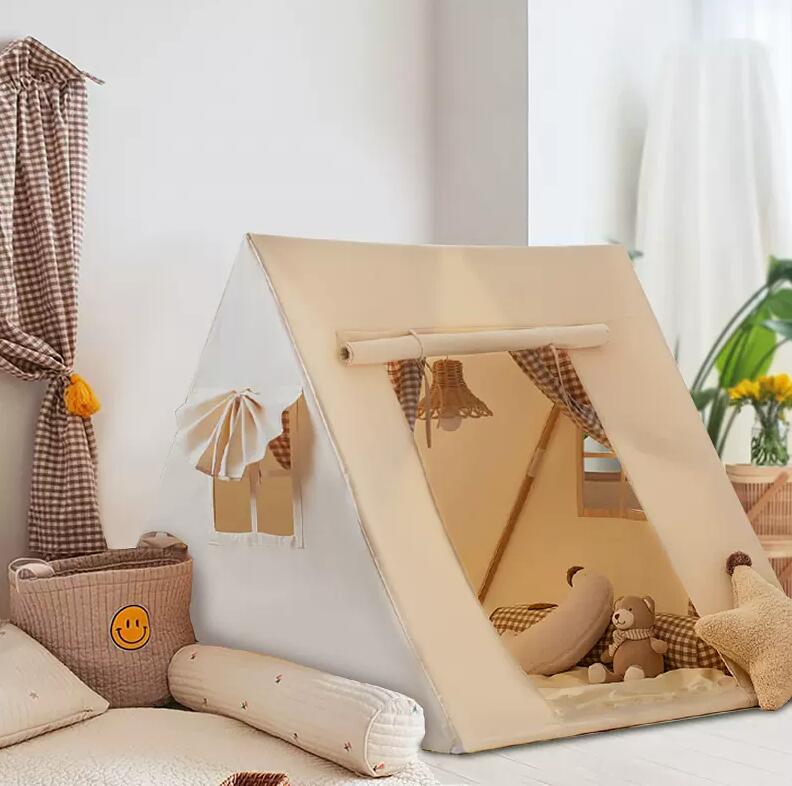プレイテント 知育玩具 高品質 ベビーテント 赤ちゃん 子供テント 天然木 プレイハウス キッズテント 北欧風 テントハウス テントだけ プリンセスの城型 可愛い ゲームハウス 秘密基地 隠れ家 出産