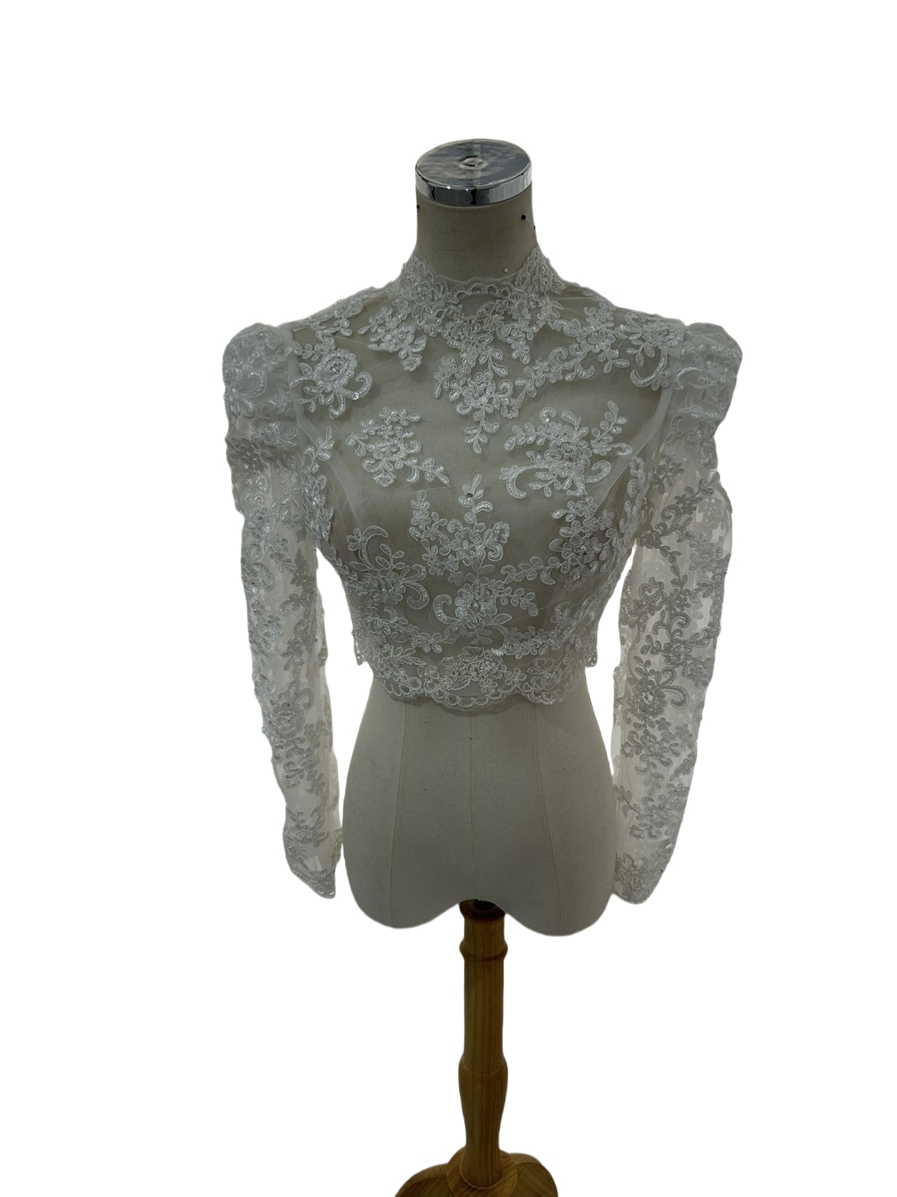 キラキラビジューボレロ　長袖　ブラウス　トップス　くるみボタン ドレスアレンジ お色直