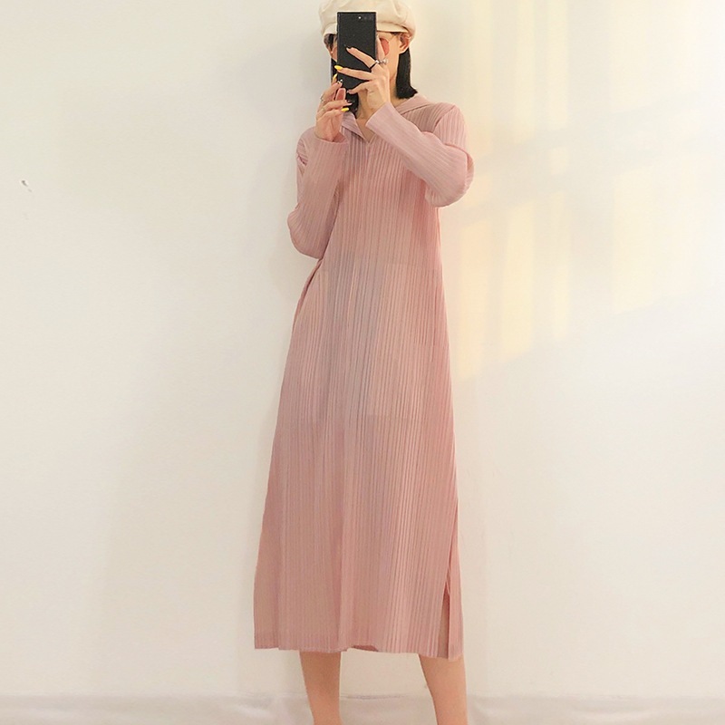 しわ高級ワンピース長袖ストレートスカート (来図カスタマイズ) 一枚のサンプル