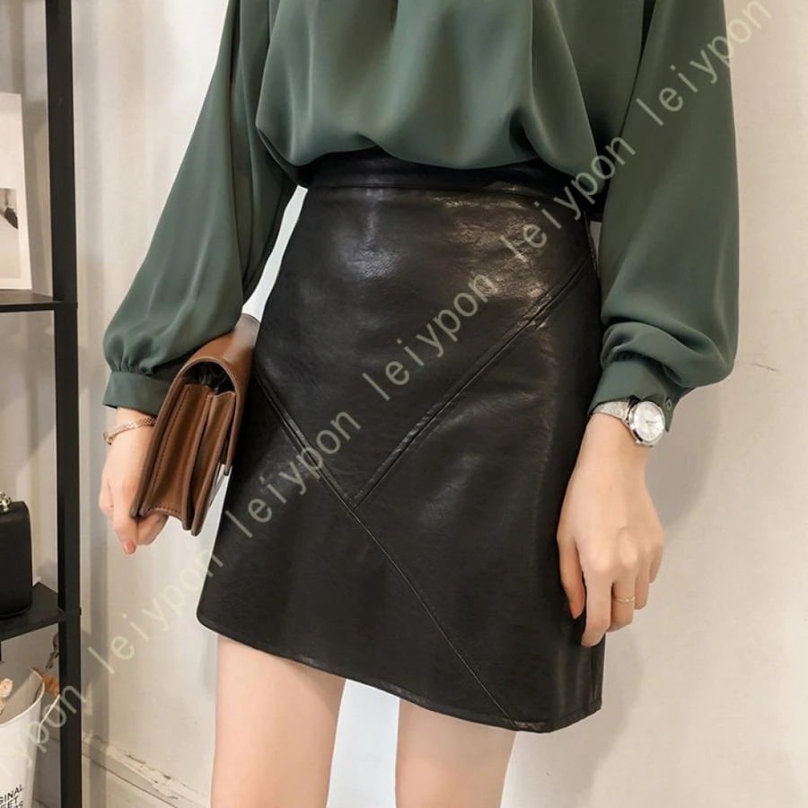 レザースカート 黒 カジュアル タイト 美脚 レディース スカート ビジネス オフィス 婦人向け 文化祭 着心地 普段着 ブラック 通学 ドレープ 披露宴 謝恩会