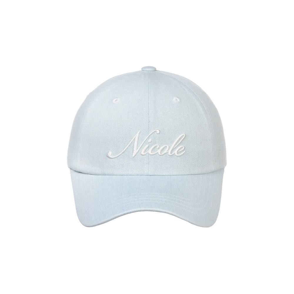 NICOLE レタリングボールキャップ_デニムスカイブルー