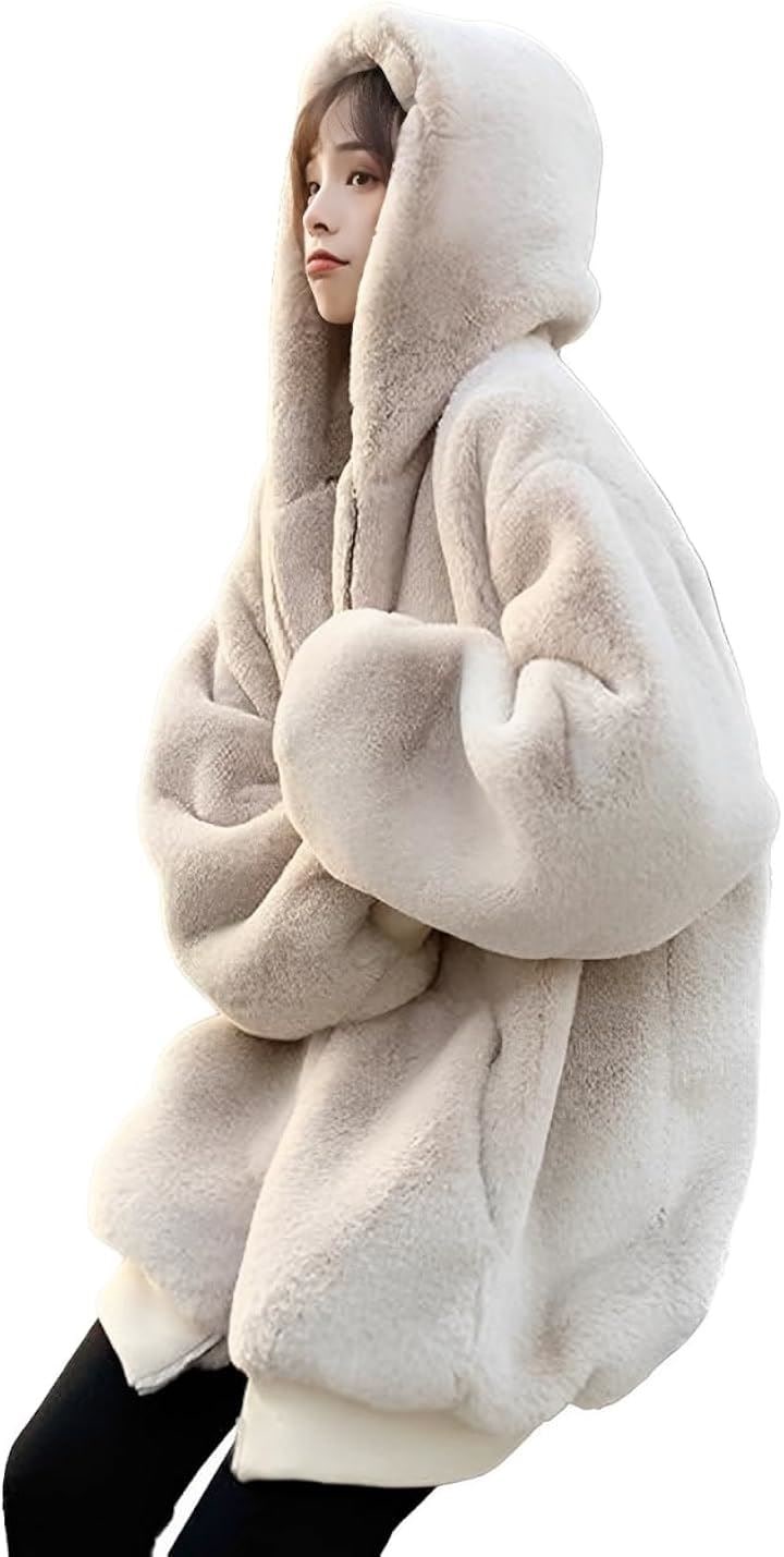 ボアジャケット ボアコート もこもこ パーカー アウター 無地 ガウン 着る毛布 防寒 ふわふわ ブルゾン 地雷系(ベージュ, L)