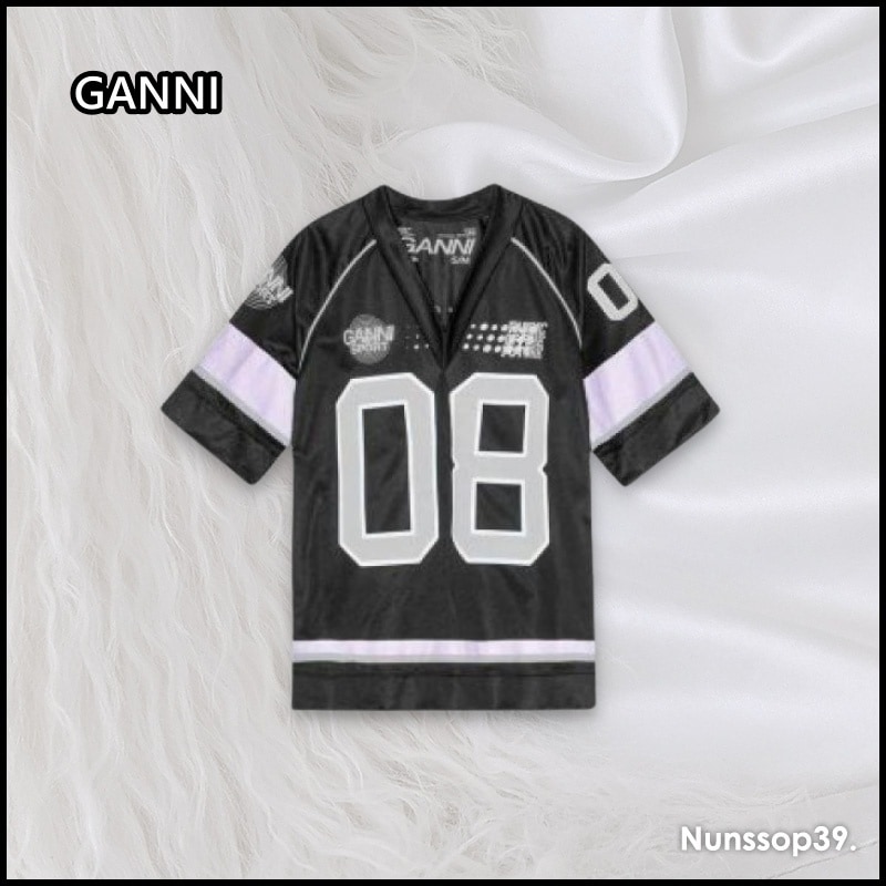 GANNI T3968 099 FOTF MESH OVERSIZED T-SHIRT